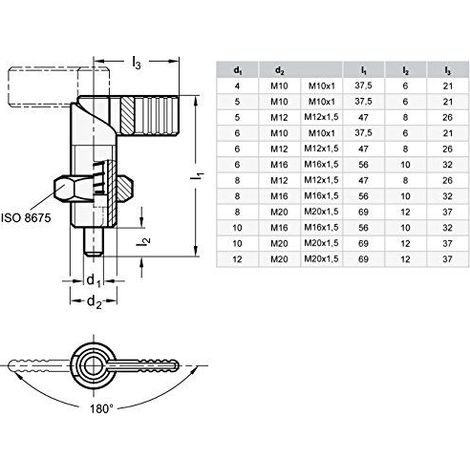 Ganter Normelemente GN 612-8 Chevilles a rainure, Diametre de boulon 8 mm, argent, GN 612-8-M16-AK-NI (1/2)