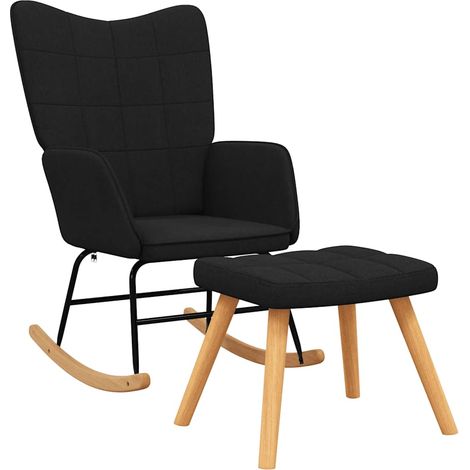Maison Exclusive - Schaukelsessel mit Hocker Schwarz Stoff