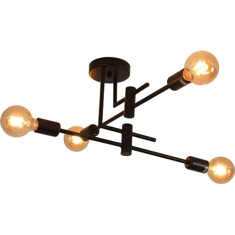 COMELY  Sputnik ceiling light E27 Iron black ceiling lights Retro Industrial chandelier for bedroom、living room、Dining room（Bulb not included）