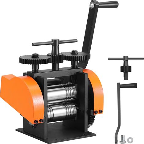 Laminoir de Bijoutier Largeur 45 mm Machine de Laminage de Bijoux Épaisseur 0-6 mm Réglable Rapport d’Engrenage 1:2,4 pour Fabrication de Bijoux Traitement Tôle Or Argent Bague Bracelet Atelier (1/5)