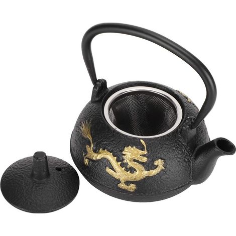 Théière Japonaise Tetsubin en Fonte avec Motif Dragon, Bouilloire à Thé Doré, 0.3L (1/5)