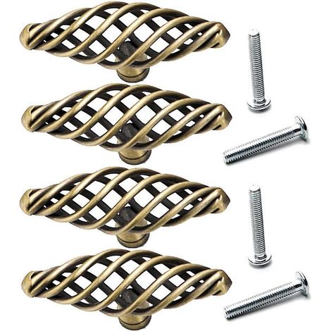 lot De 4 Poignes- Bronze/75mm Meuble Vintage Boutons De Porte Pour Tiroir Armoire Commode Avec Vis