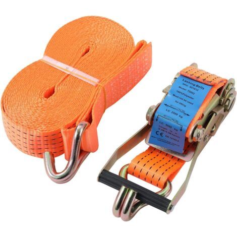 10m Sangle d'Arrimage à Cliquet Sangle de Serrage Robuste Manutention du Matériel Courroie de Tension pour Camping-Car en avec Largeur de Ceinture de 5cm + Crochet à Griffe (1/5)