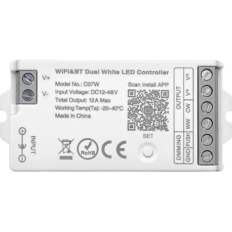 C07W Graffiti LED Strip with WiFi + Bluetooth, dual color temperature, DC12-48V control, adjustable brightness and color temperature
