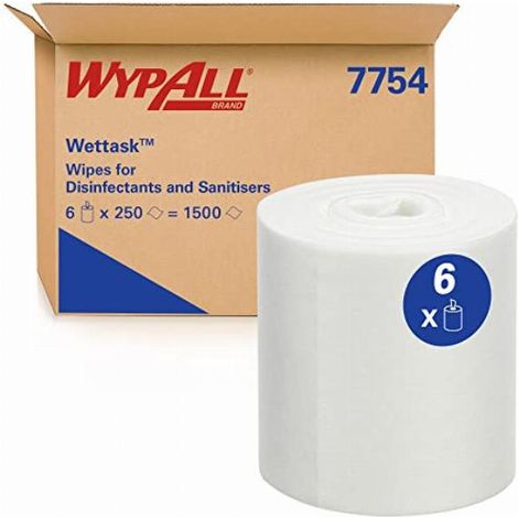 Wypall® Wettask Disinfectant Wipes. White250 rotoli (1/5)