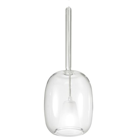 GIOIA Sospensione in Vetro Pirex Finitura Cristallo attacco G9 33W IP20 - Rossini Group - Lampada di design ovale sabbiata