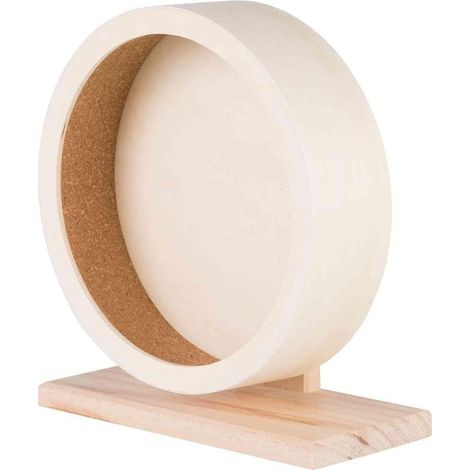 Laufrad aus Holz, 21 cm Durchmesser – unbehandelt – geschlossene Lauffläche mit Korkbeschichtung – leichtgängiges Kugellager – 20,8 x 24 x 10,2 cm – 60922 (1/5)