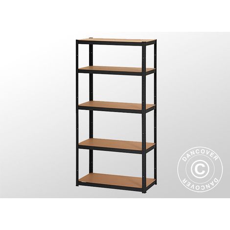 Lagerregal mit 5 Regalen, 0,9x0,45x1,8m, Schwarz - Dancover