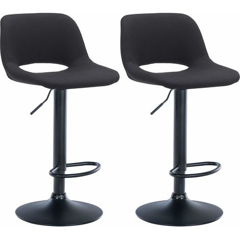Taburetes altos x2 con reposapiés en tela negra base metal negro 100004098
