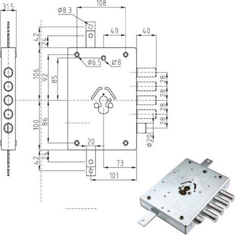 Serrure Sic.Triplex Sx Cylindre E73 Ne42-7 Atra
