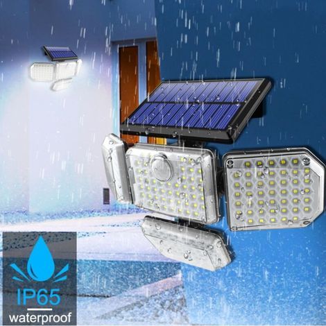 Solar wall light with 182 LEDs, four heads, LED body sensor light, intelligent light control, outdoor garden light (1/5)