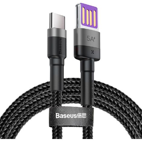 Robustes USB-Kabel USB-C 40W Quick Charge 3.0 QC 3.0 1m Grau-Schwarz (1/5)