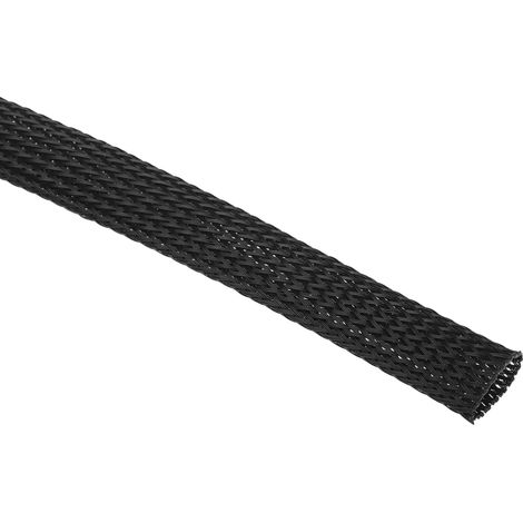 Gaine Tressée 15mm RS PRO, Noir en PET, 5m ( Prix pour sachet de 5 Mètres ) (1/2)