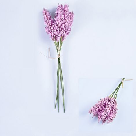 Bouquet De Lavande Artificielle - Fleurs En Soie Pour Décoration Maison - Intérieur Et Extérieur - Lot De 6 Pièces (1/2)