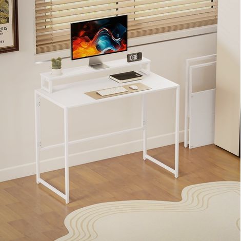 scrivania pieghevole con supporto monitor 100x48 cm OKMYHOME (1/5)