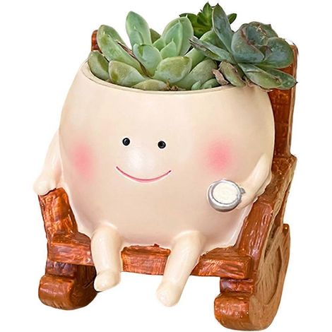 Cute Chair Smiling Face Little Devil pot de fleur Creative Swing Succulent pot de plante de fleur jardin maison (1/5)