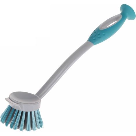 Brosse à vaisselle ronde COLLECTION GRISe art. 60277 avec ventouse et grattoir, gris-turquoise (1/3)