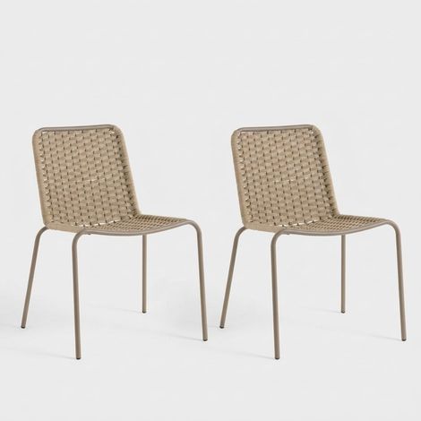 2er Set moderne Esszimmerstühle mit Stoffbezug Adriano - Beige (1/5)