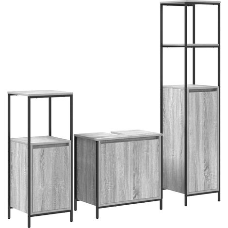Maison Exclusive - Badezimmermöbel-Set 3 pcs Grau Sonoma und Schw