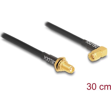 Delock Cable de antena SMA hembra a prueba de salpicaduras a SMA macho 90Â° RG-58 30 cm