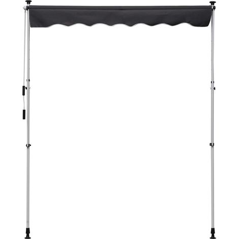 Klemmmarkise mit Hoehenverstellung und Handkurbel fuer Balkon und Terrasse aus Aluminium Grau 200 x 150 cm (1/5)