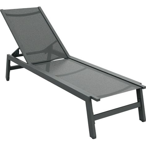 Nilo - Set aus 2 Gartenliegen aus Aluminium und Textilene. Design-Sonnenb�nke mit 5-fach verstellbarer R�ckenlehne. Anthrazitgrau