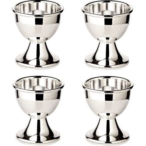 Lot de 4 coquetiers argentés Lourds Hauteur 5 cm Forme Classique pour œufs de Petit-déjeuner, Pâques, Table de Petit-déjeuner (1/5)