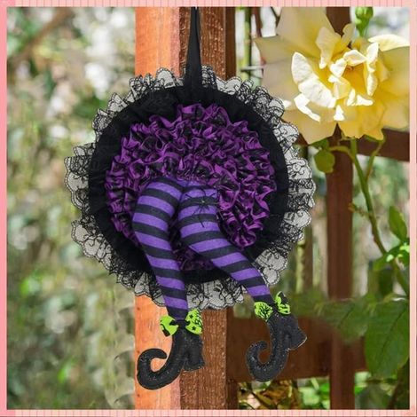 AUCUNE Couronne d'Halloween Couronne de jambes de sorcière pour Halloween, ornements de porte d'entrée, deco decoration (1/5)