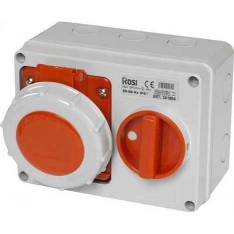 Enchufe de pared horizontal fijo entrelazado con fondo 50/60 hz ip67 3416r6