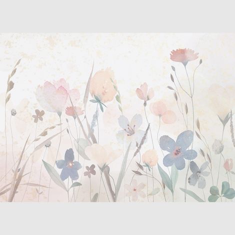 Papier peint intissé - Fleurs de sable à l'aquarelle - 375x270 cm (1/3)