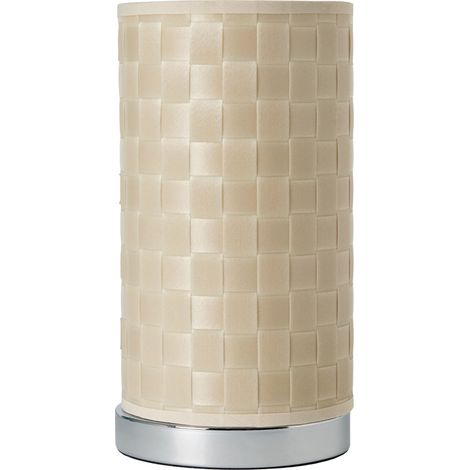 Litecraft Sovin Table Lamp With Ivory Woven Cylinder Shade - Polished Chrome (1/5)