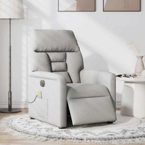 Maison Exclusive - Massagesessel Elektrisch Wolkengrau Stoff (1/5)