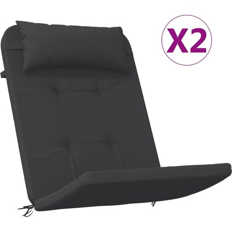 Coussins de chaise adirondack lot de 2,Coussins d'extérieur noir tissu oxford CFW618481 (1/5)
