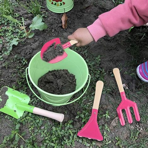 Lot de 3, Outils de Jardinage, Jardinage des Enfants, Ensemble d'Outils de Jardin Extérieur, en Bois, équipement de jardin étanche et robuste, pensé pour durer (1/5)