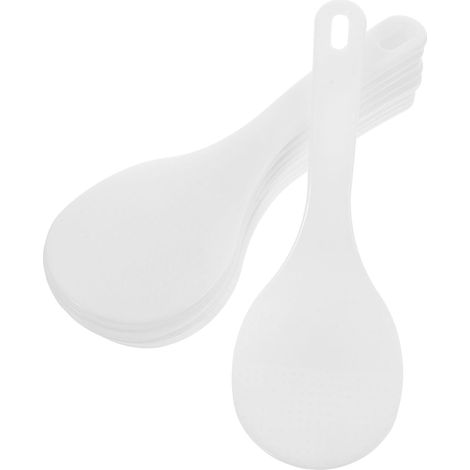 10 Pièces Cuillère à Riz Blanche Antiadhésive avec Trou de Suspension Spatule Résistante Chaleur pour Cuisine Maison et Cantine Compact et Facile à Ranger (1/5)