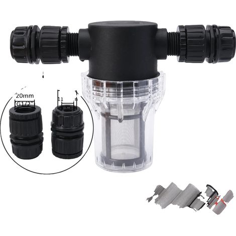 Filtro para manguera de jardín, conector rápido, filtración multimalla, malla 40, H para manguera de 11 L y 12 mm. (1/2)