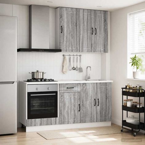Ensemble de meubles de cuisine 5 pièces en bois d’ingénierie Sonoma gris avec rangements - PANGIVO (1/5)