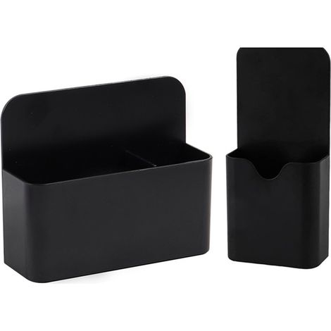 Lot 2 plateaux magnétiques pour stylos - 12x10x4cm - ABS - Pour réfrigérateur/tableau blanc - Noir (1/5)