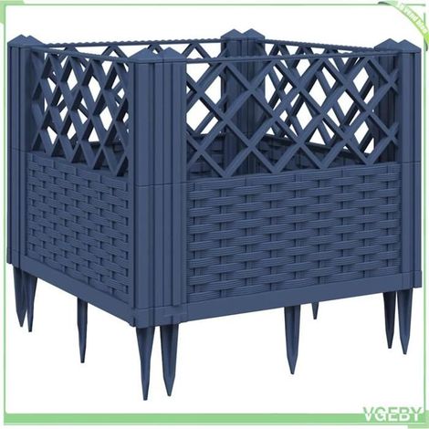 Jardinière - FAFEICY - 368009 - bleu gris - aspect rotin - modulable 4 panneaux (1/5)