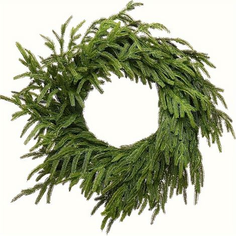 24 Zoll echter Norfolk-Kiefernkranz, Weihnachtskränze für die Haustür im Freien, grüner Weihnachtskranz, künstlicher Zedernkranz, Fensterkränze, immergrüner Kranz, Norfolk-Kranz, Stuhlkranz (1/4)