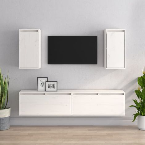 Meubles TV 4 pcs-Banc TV-Meuble Télé Blanc Bois massif de pin 547675 (1/5)