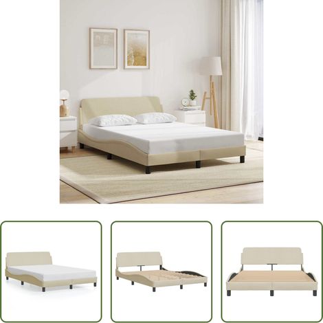 Kopfteil - Bettgestell "Dover" Creme 140x190 cm Stoff (1/5)