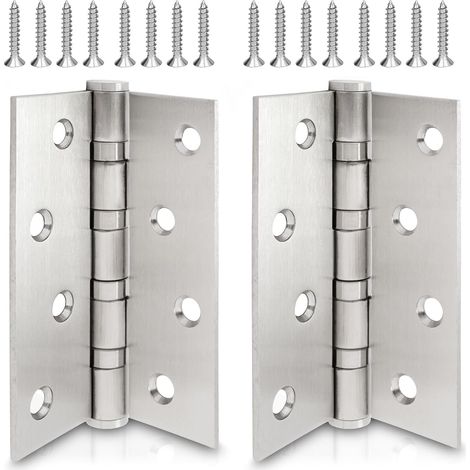 2x Argent Charnière de porte en inox penture paumelle renforcée par 4 billes en acier charnière en inox 304 (V2A) épaisseur du matériau 2,5 mm + vis pour portes massives (1/5)