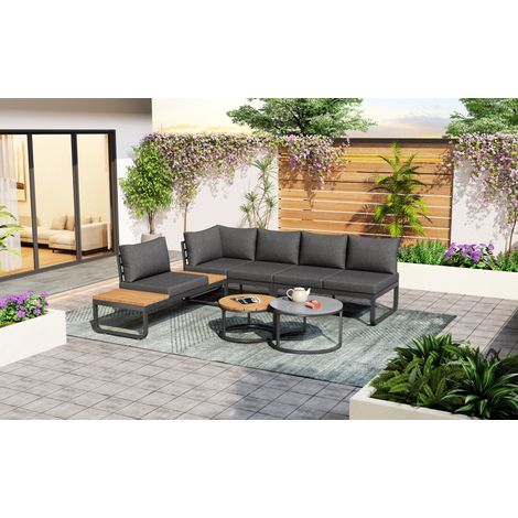 Sofa Sitzmöbel stapelbar Garten Set Eisen Grau HAVRYA (1/4)