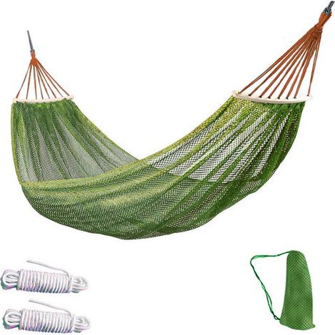 Amaca singola da esterno 260 x 130 cm Accessorio da campeggio Amaca leggera con rete antighiaccio Include borsa per il trasporto e cinghie di montaggio (1/5)