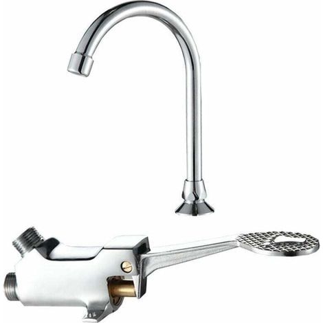 Robinet à pédale à pédale Robinet d'évier de cuisine Robinet de salle de bain Mélangeur de lavabo Robinet de commande au pied (1/4)