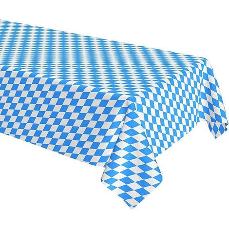 Nappe Oktoberfest carreaux bleu et blanc 130x220 cm plastique accessoires de fête
