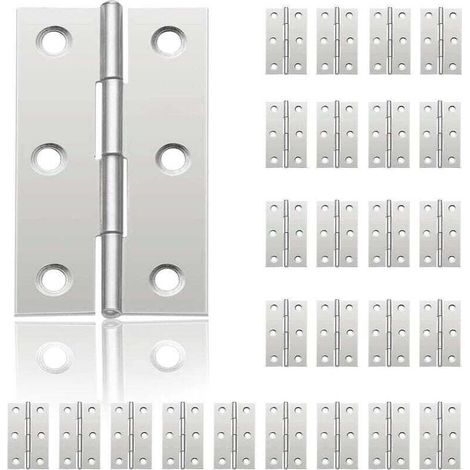 24 Pièces Petites Charnières Inox pour Portes, DIY Charnières Piano pour Placards, Boîtes à Bijoux, Meubles et Armoires (44mm x 32mm) (1/4)