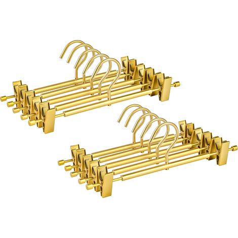 Lot de 20 Cintres en Aluminium 31cm Doré Mat - Cintres Antidérapants avec Pinces pour Pantalons, Jupes, Chaussettes et Sous-Vêtements (1/5)