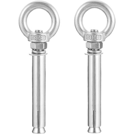 Lot de 2 pièces : Chevilles à expansion à œil en acier inoxydable 304 (M8 x 70 mm) — Crochets muraux pour béton et maçonnerie (1/5)